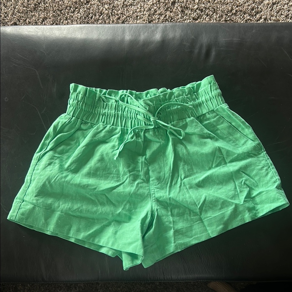 A New Day Green High Waist Shorts with Elastic Waistband